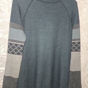 Krimson Klover Teal and Gray Patterned Sweater Merino Wool BlendWith Thumb Holes